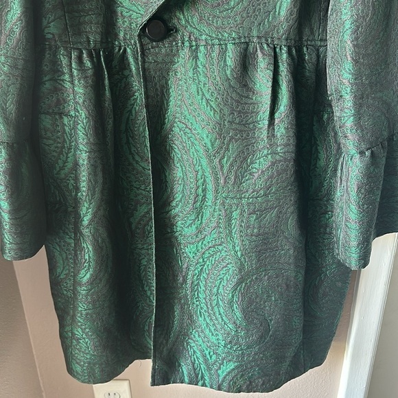 I.N.C. INTERNATIONAL CONCEPTS Green Jacquard Bell Sleeve Peacoat Jacket - Picture 6 of 7